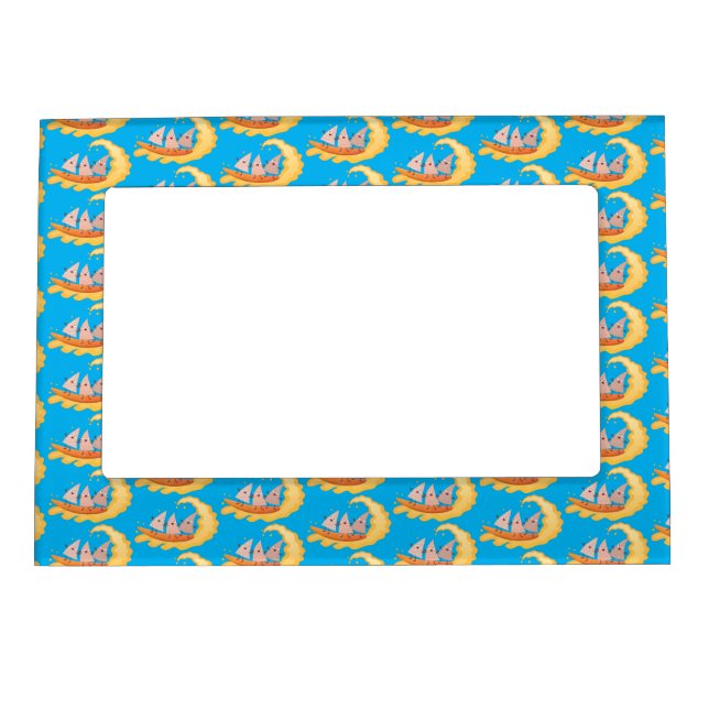 Cute nachos corn chips surfing cartoon magnetic frame (Front)