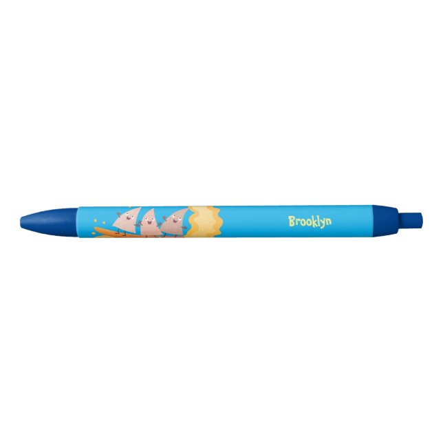 Cute nachos corn chips surfing cartoon  pen (Front)