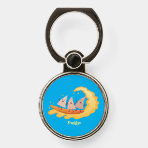 Cute nachos corn chips surfing cartoon phone ring stand