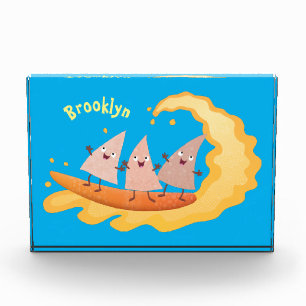 Cute nachos corn chips surfing cartoon photo block