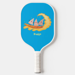 Cute nachos corn chips surfing cartoon pickleball paddle
