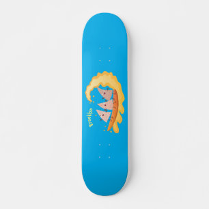 Cute nachos corn chips surfing cartoon skateboard