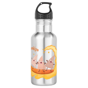 Cute nachos corn chips surfing cartoon  stainless steel water bottle