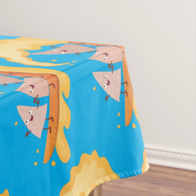 Cute nachos corn chips surfing cartoon  tablecloth (In Situ)