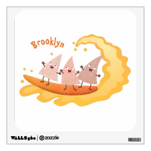 Cute nachos corn chips surfing cartoon wall decal