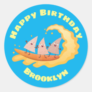 Cute nachos corn chips surfing classic round stic classic round sticker