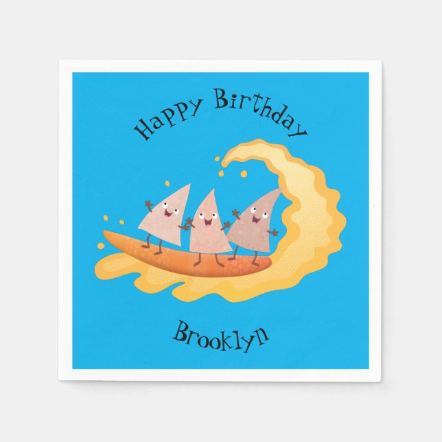 Cute nachos corn chips surfing  napkins (Front)