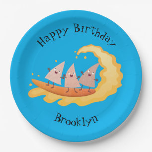 Cute nachos corn chips surfing paper plates