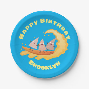 Cute nachos corn chips surfing paper plates