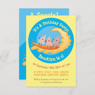 Cute nachos corn chips surfing party invitation