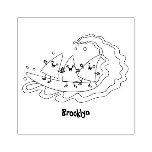 Cute nachos corn chips surfing rubber stamp