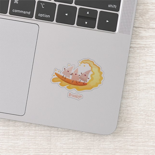 Cute nachos corn chips surfing sticker (Detail)