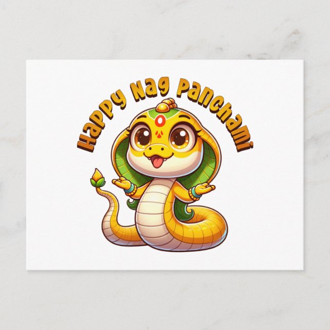 Cute Naga Panchami Cobra Postcard (Front)