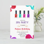 Cute nail polish party birthday invitation (Standing Front)