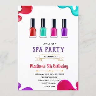 Cute nail polish party birthday invitation