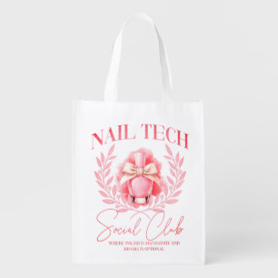Cute Nail tech Coquette Nail Polish Social Club Grocery Bag