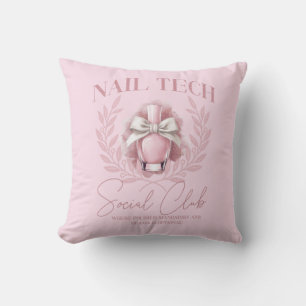 Cute Nail tech Coquette Nail Polish Social Club Throw Pillow