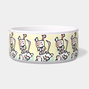 Cute Naive Cartoon Dog Watercolor Bowl