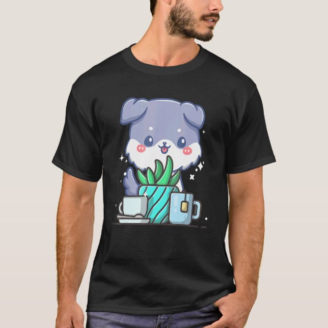 Cute Namaste Dog Puppy Do Yoga Gardening  Coffee T-Shirt (Front)