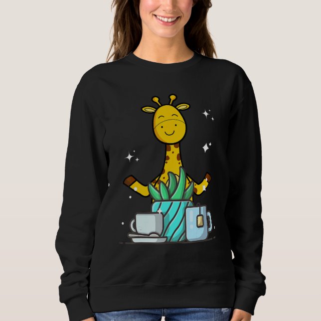 Cute Namaste Giraffe Do Yoga Gardening  Coffee Sweatshirt (Front)