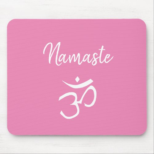 Cute Namaste Om Symbol Yoga Pink Mouse Pad