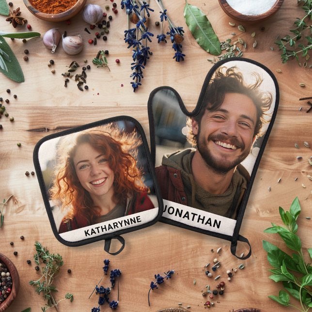 Cute Name and Photo Personalized Oven Mitt & Pot Holder Set (Cute Name and Photo Personalized Oven Mitt & Pot Holder Set)