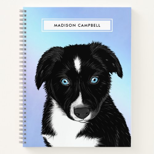 Cute Name Black Bi Aussie Puppy  Pastel Notebook