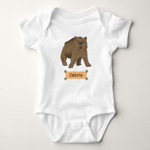 Cute Name Brown Bear Cub Baby Bodysuit