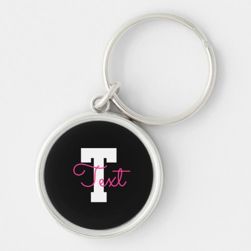 Cute Name & Monogram | Black White & Pink Keychain