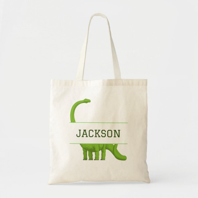 Cute Name Personalized Dinosaur Tote Bag (Front)
