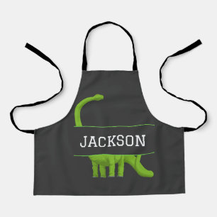 Cute Name Personalized Kids' Dinosaur Black Apron
