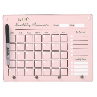 cute name pink monthly planner dry erase board