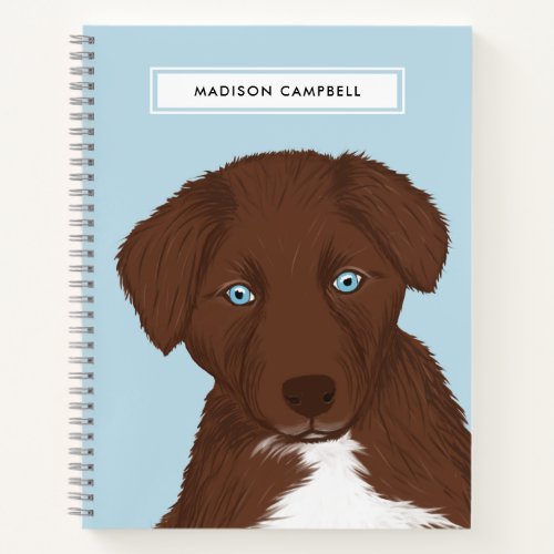 Cute Name Red Bi Aussie Puppy  Blue Notebook
