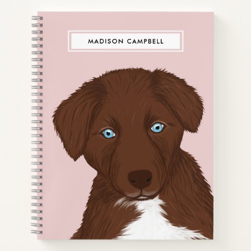 Cute Name Red Bi Aussie Puppy  Blush Notebook