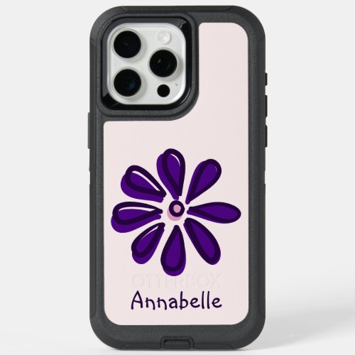 Cute Name Violet Flower Doodle iPhone 15 Pro Max Case