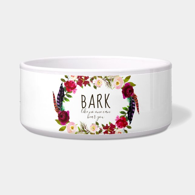 Cute Name with Typography and Floral Boho Wreath Bowl (Front)