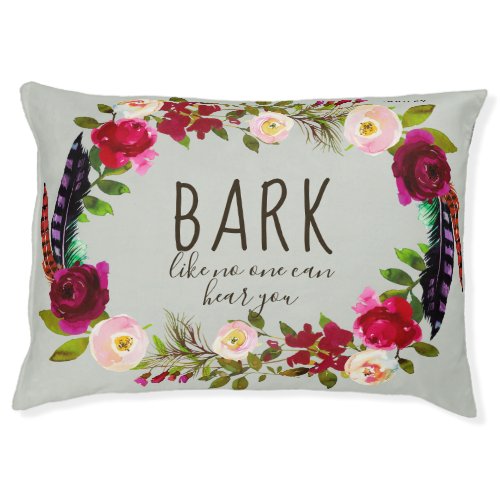 Cute Name with Typography and Floral Wreath Pet Bed