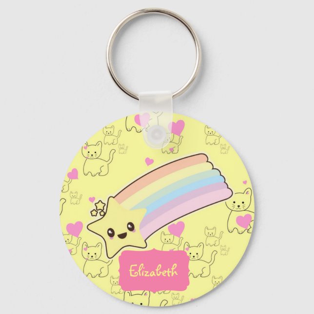Cute Named Gifts for Granddaughter Daughter Cats  Keychain (Front)