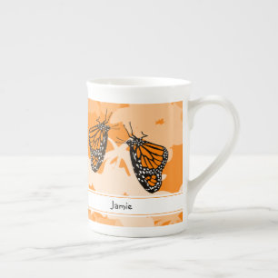 Cute Named Orange Monarch Butterflies Bone China Mug
