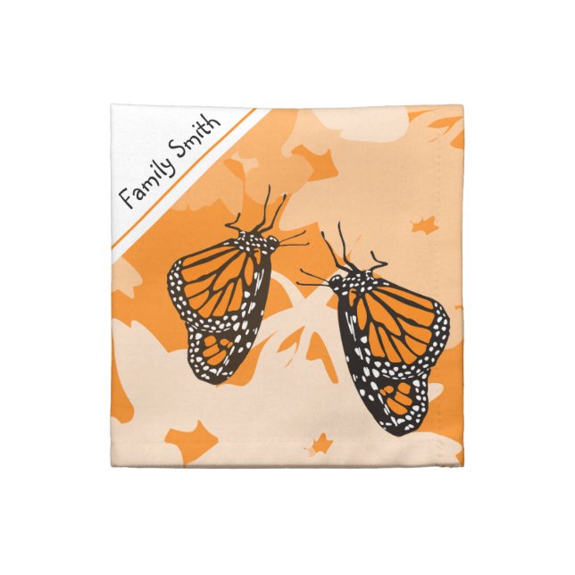 Cute Named Orange Monarch Butterflies Cloth Napkin (Quarter Fold)