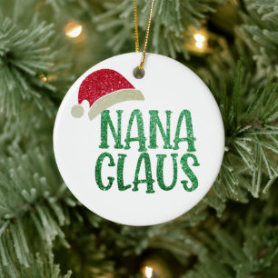 Cute Nana Claus Christmas - Personalized Grandma Ceramic Ornament