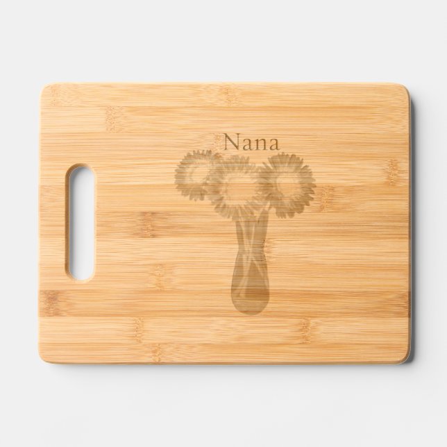 Cute Nana Flower Custom Name Engraved Cutting Board (Front)
