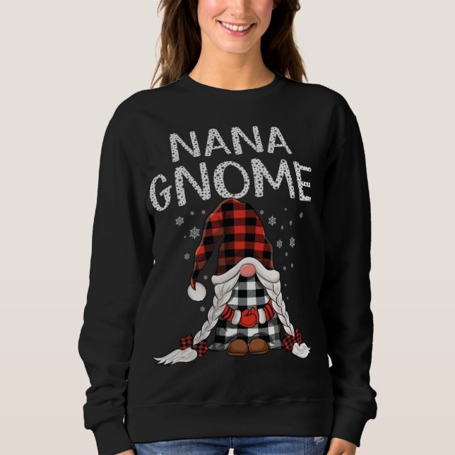 Cute nana Gnomes check red Plaid pattern Christmas Sweatshirt (Front)