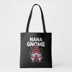 Cute nana Gnomes Red Plaid Christmas Gnome Tote Bag