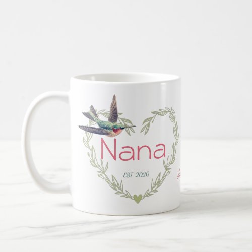 Cute Nana Heart Hummingbird Green Ruby Red Coffee Mug