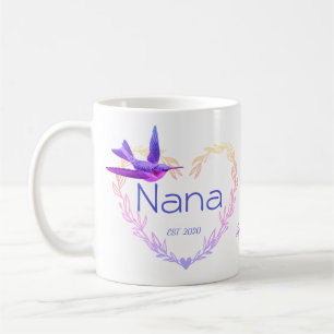 Cute Nana Heart Hummingbird Purple Pink Coffee Mug