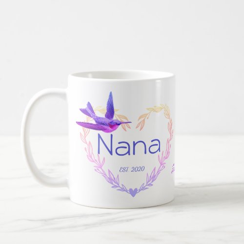 Cute Nana Heart Hummingbird Purple Pink Coffee Mug