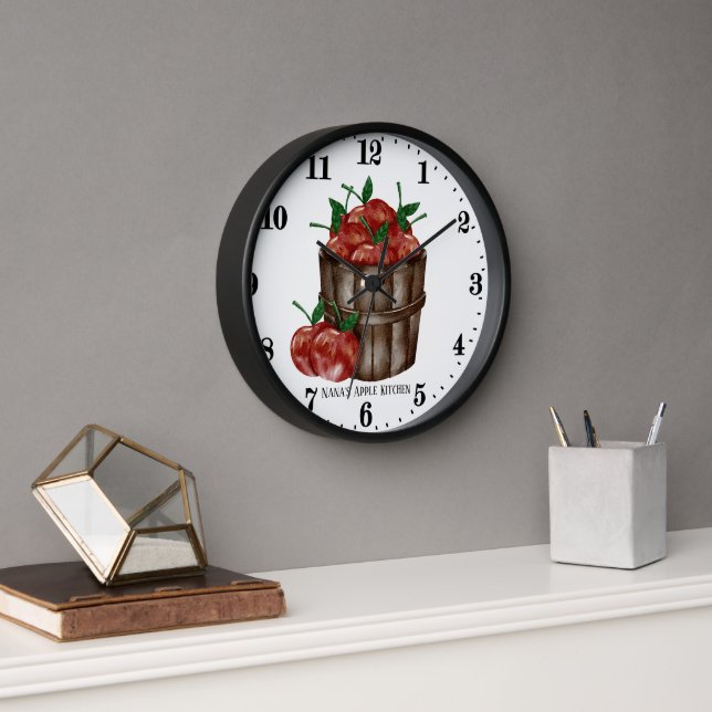 Cute Nana's apple kitchen add name Clock (Office)