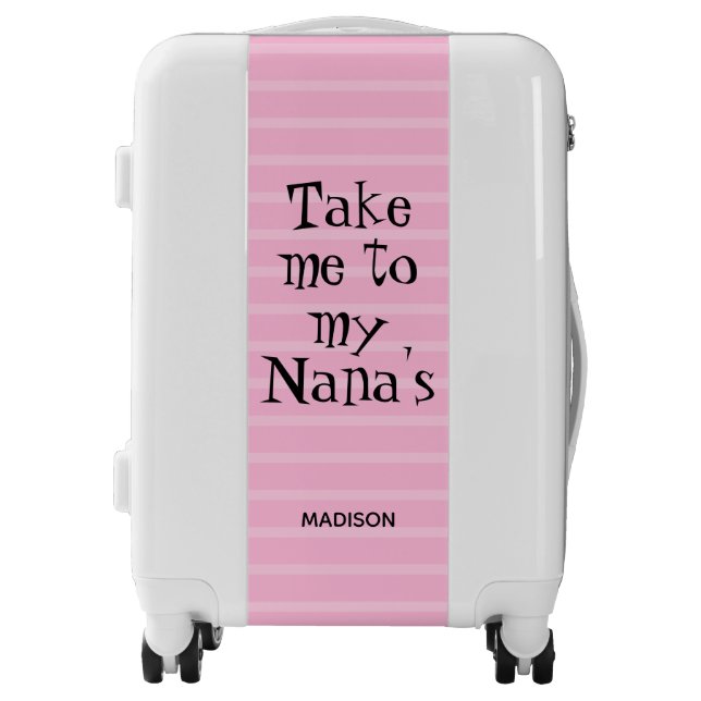 Cute Nanas Girl Pink White Personalized Kids Luggage (Front)