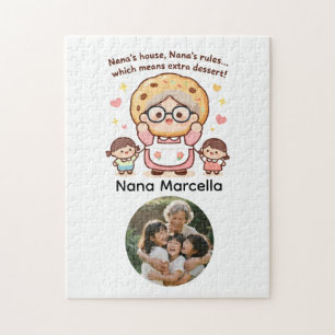 Cute Nana's House Nana's Rules Grandma Photo Jigsaw Puzzle